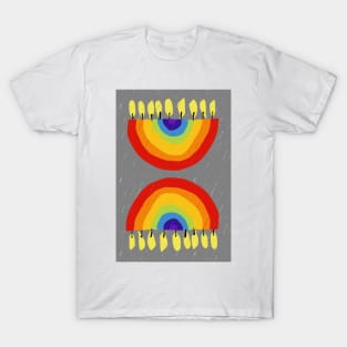 Rainbow Chanukiah Grey Print T-Shirt